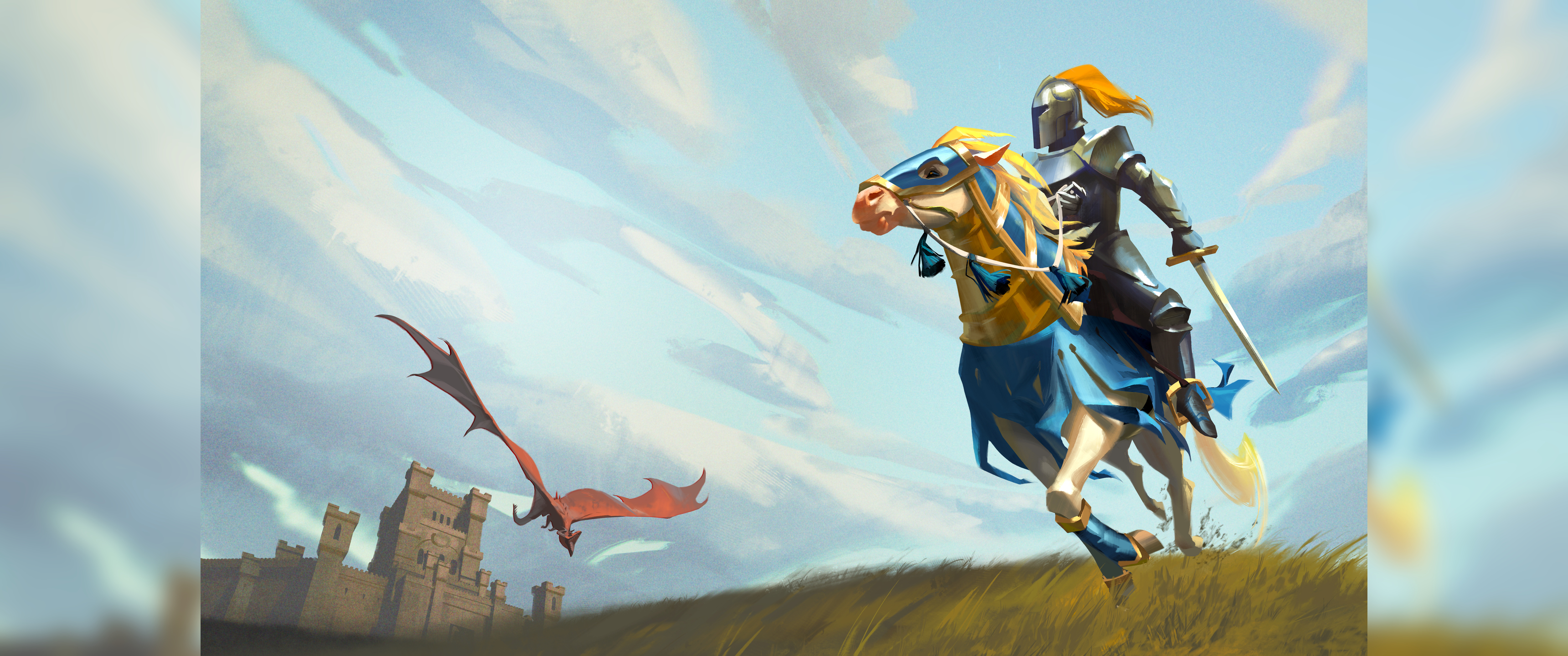 Рыцарь из фракции Храм как символ игры. Heroes of Might and Magic: Olden Era. Wallpaper.